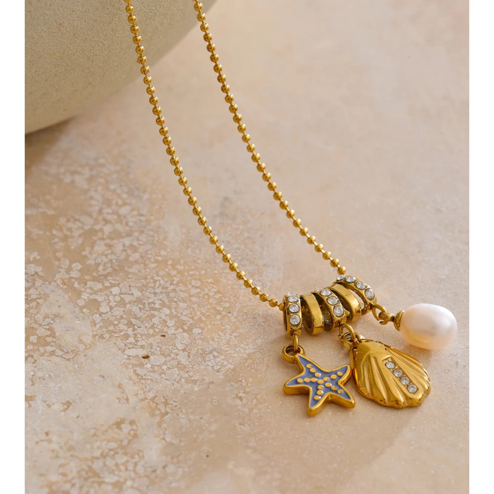Isalene  Necklaces Gold Marina Charm Necklace