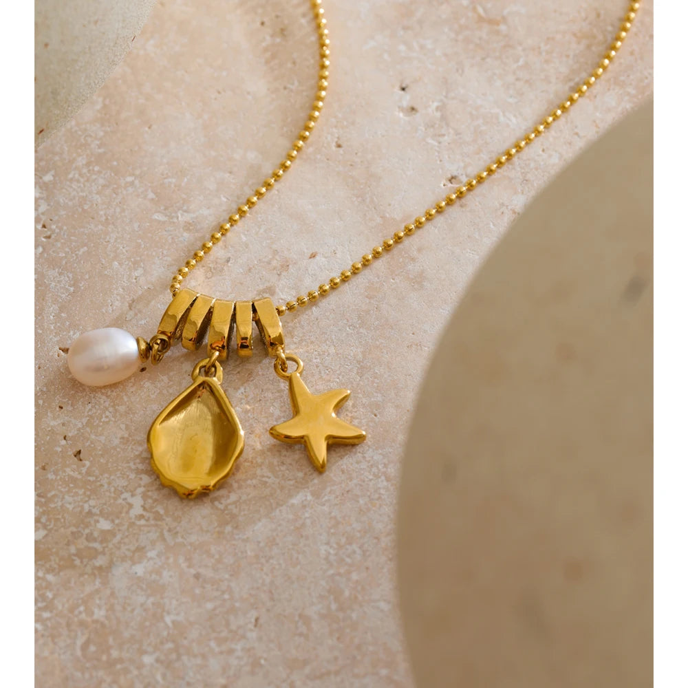 Isalene  Necklaces Gold Marina Charm Necklace