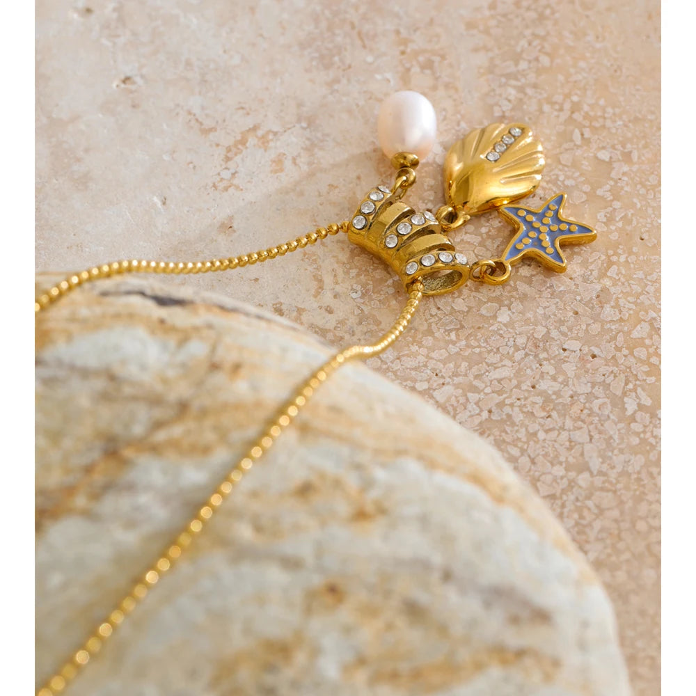 Isalene  Necklaces Gold Marina Charm Necklace