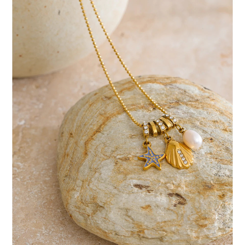 Isalene  Necklaces Gold Marina Charm Necklace