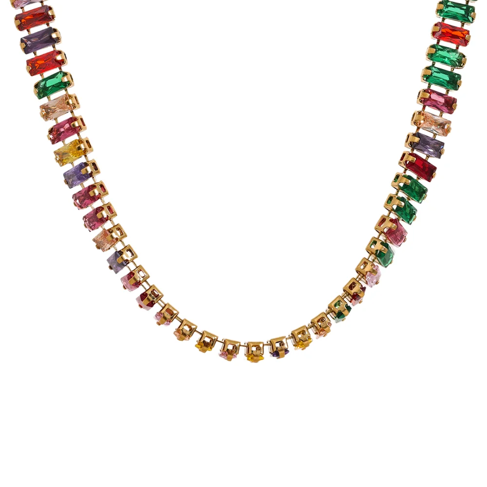 Isalene  Necklaces Gold Multi Color Sienna Tennis Necklace