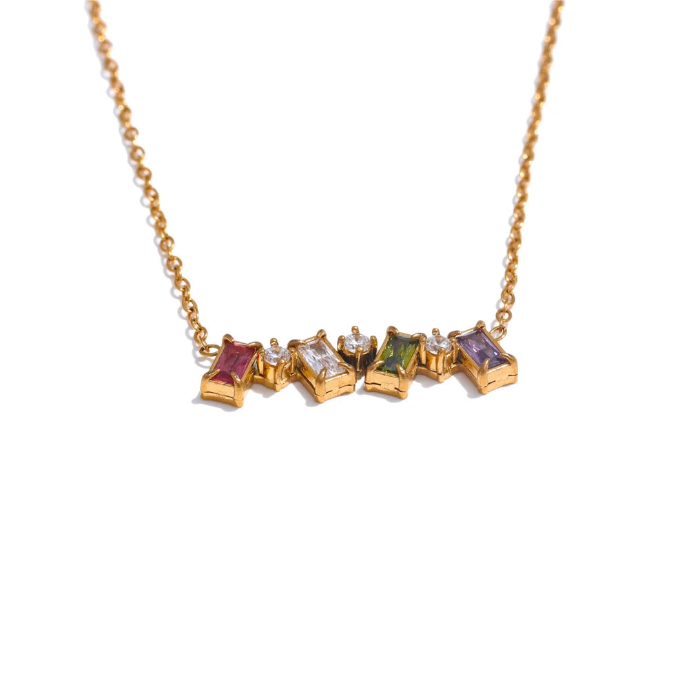 Isalene  Necklaces Gold / Multicolor Gemstone Prism Arc Necklace