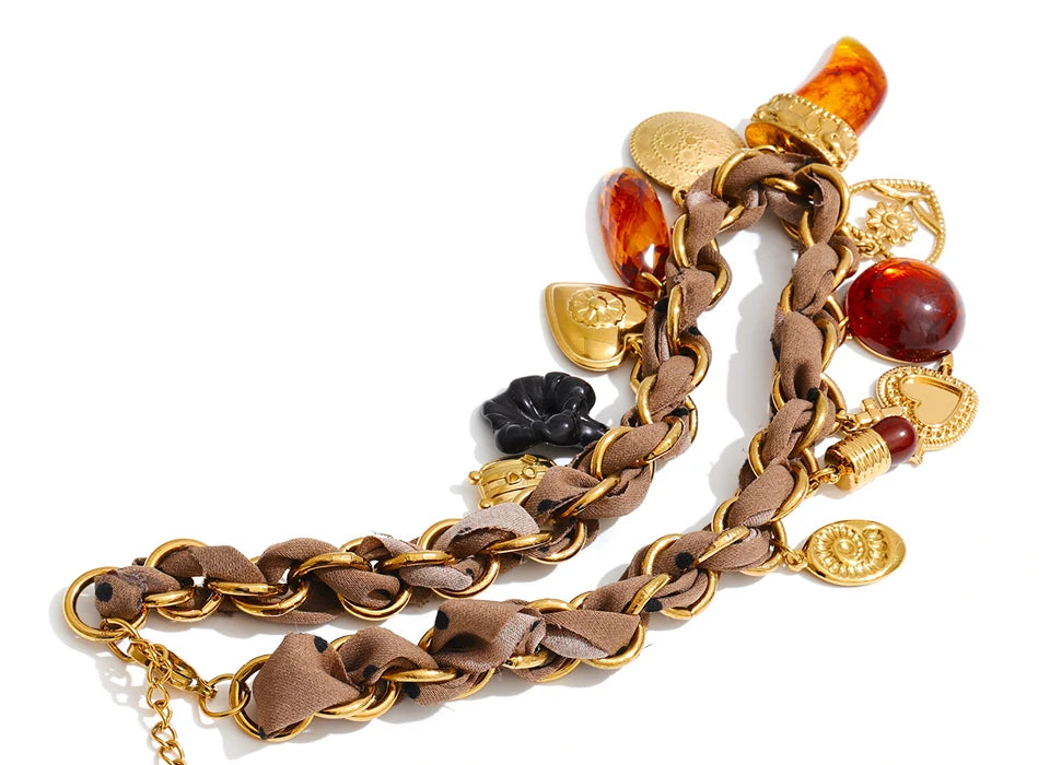 Isalene  Necklaces Gold Nomad Relic Charm Necklace