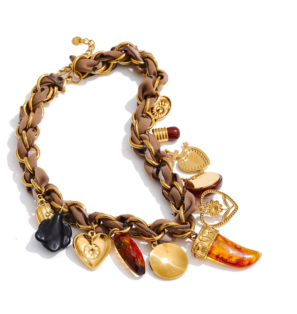 Isalene  Necklaces Gold Nomad Relic Charm Necklace