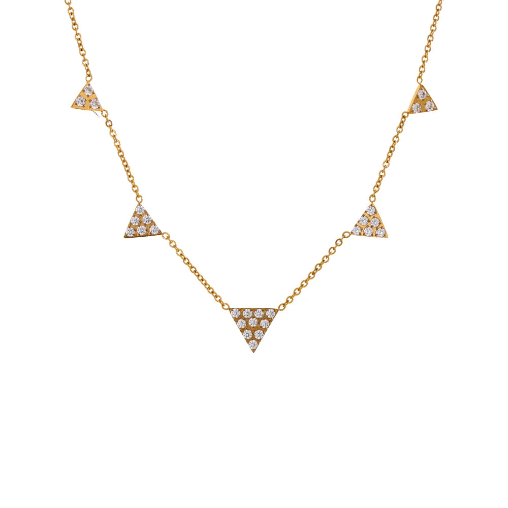 Isalene  Necklaces Gold Nova Crystal Triangle Necklace