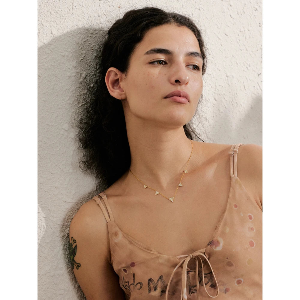 Isalene  Necklaces Gold Nova Crystal Triangle Necklace