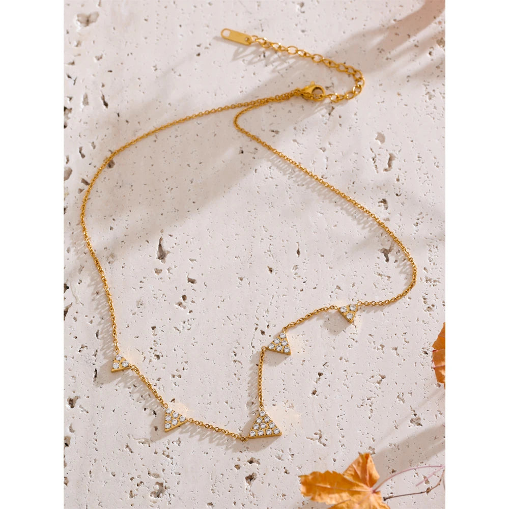 Isalene  Necklaces Gold Nova Crystal Triangle Necklace