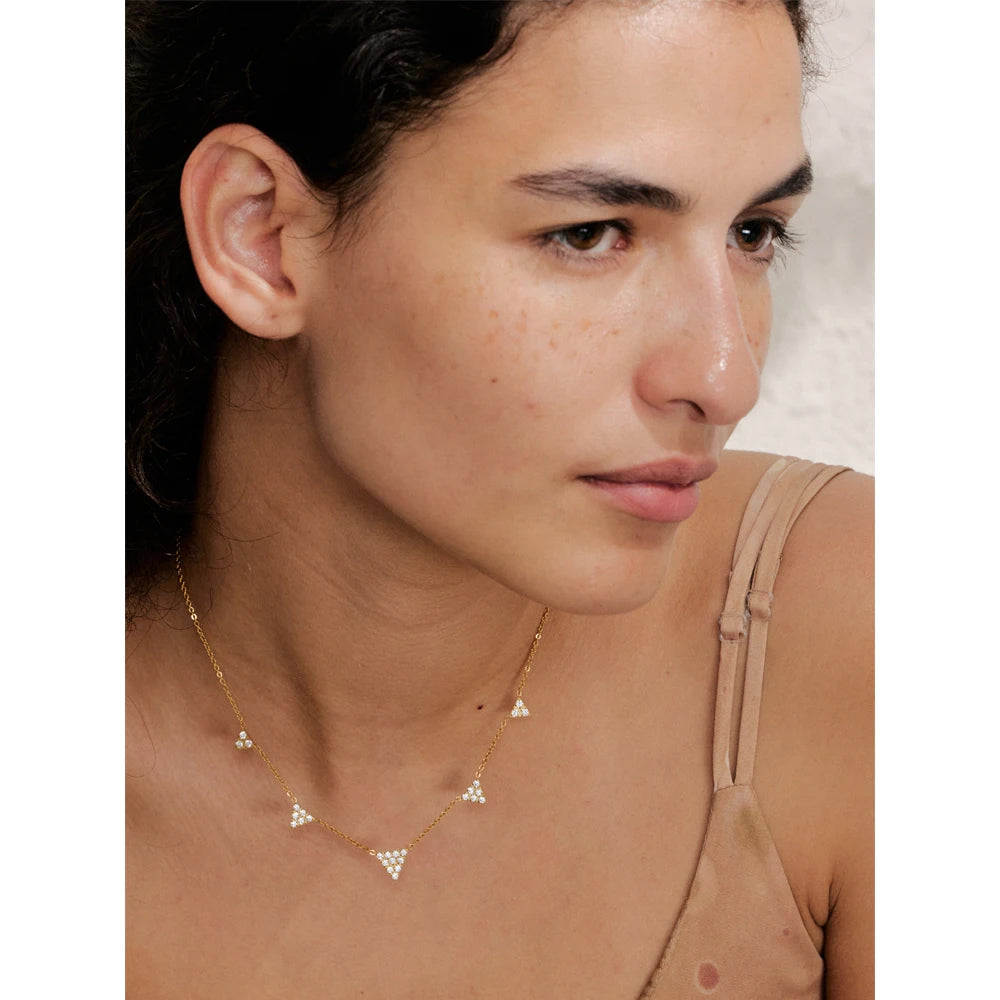 Isalene  Necklaces Gold Nova Crystal Triangle Necklace