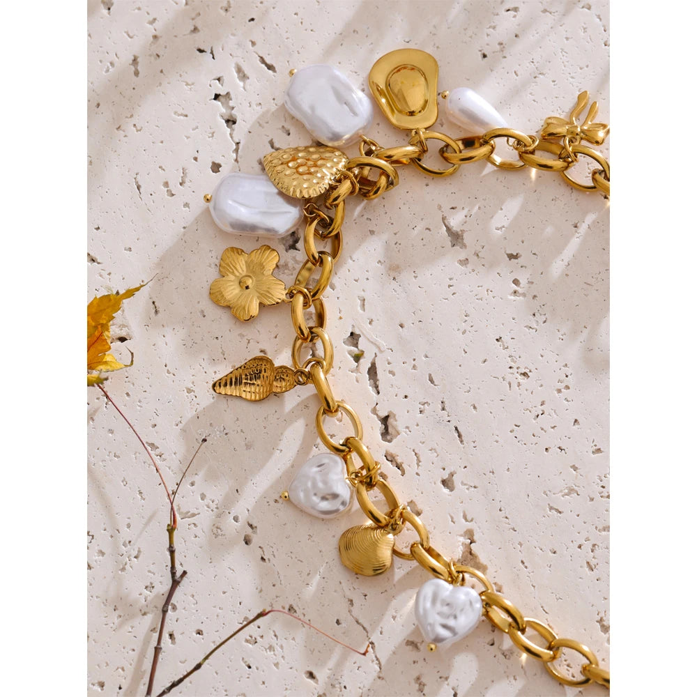 Isalene  Necklaces Gold Oceana Charm Necklace