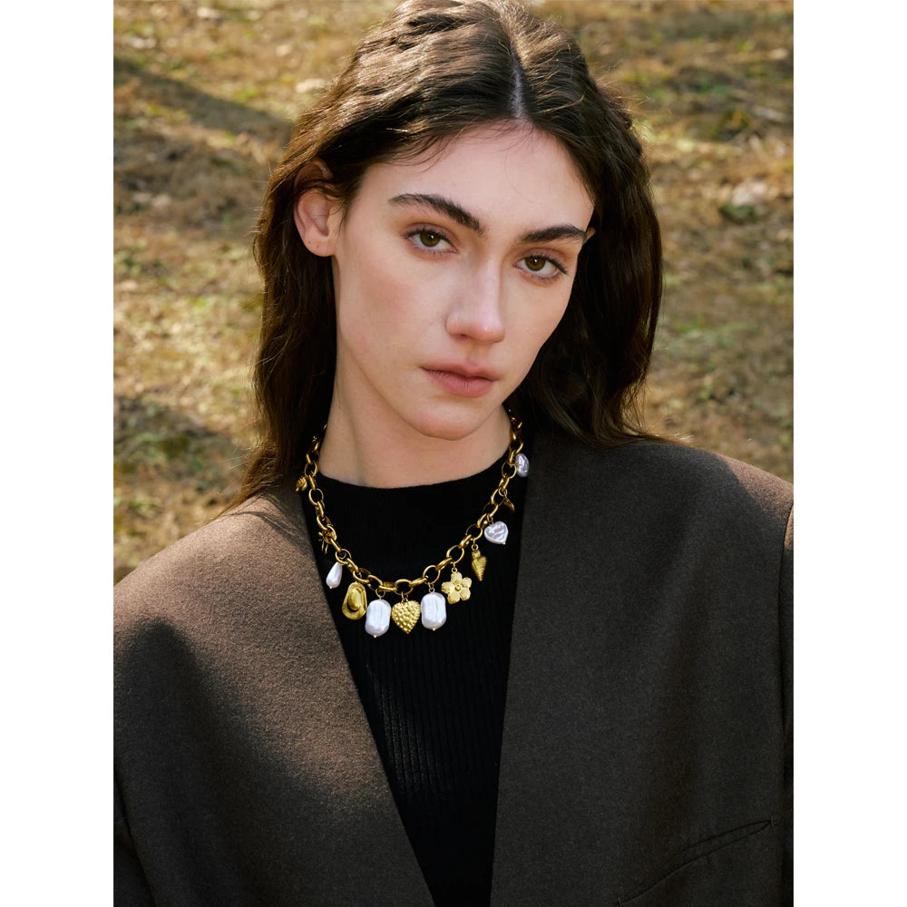 Isalene  Necklaces Gold Oceana Charm Necklace