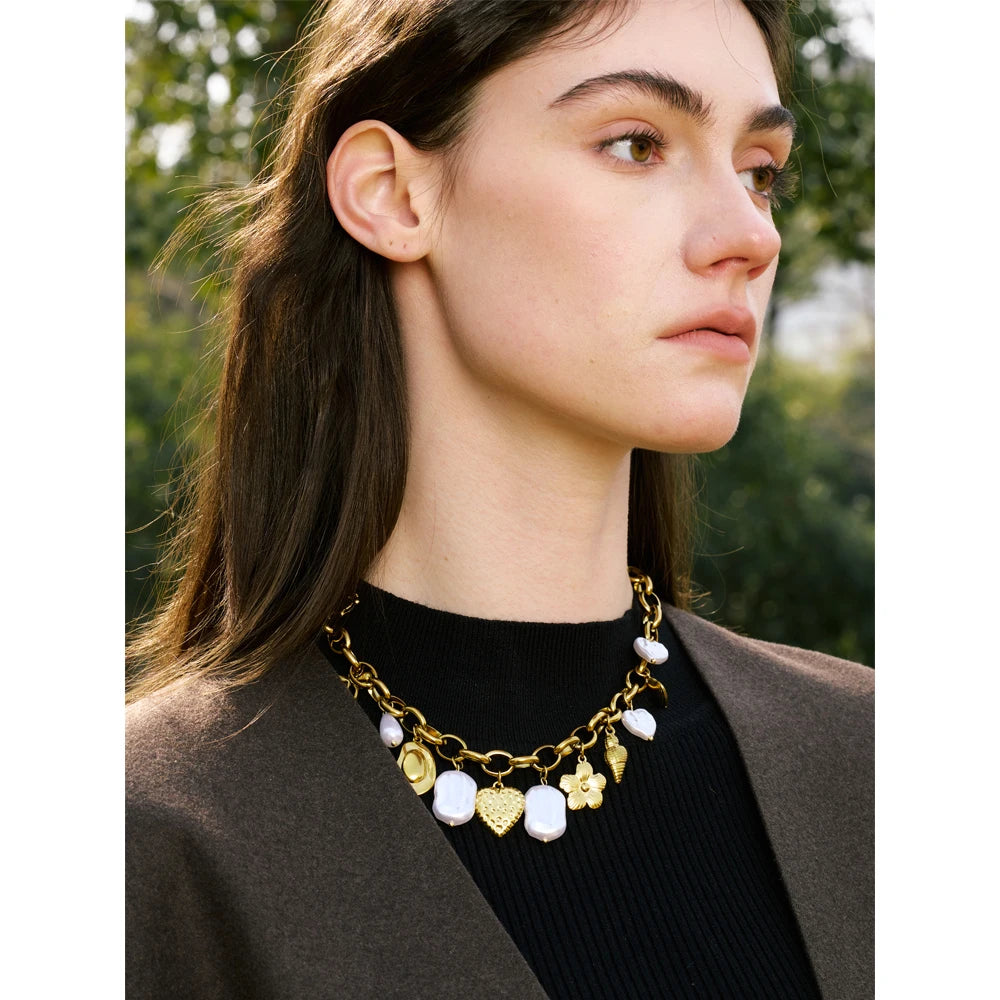 Isalene  Necklaces Gold Oceana Charm Necklace