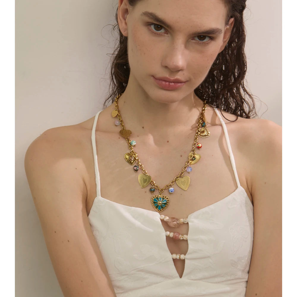 Isalene  Necklaces Gold Paloma Charm Necklace