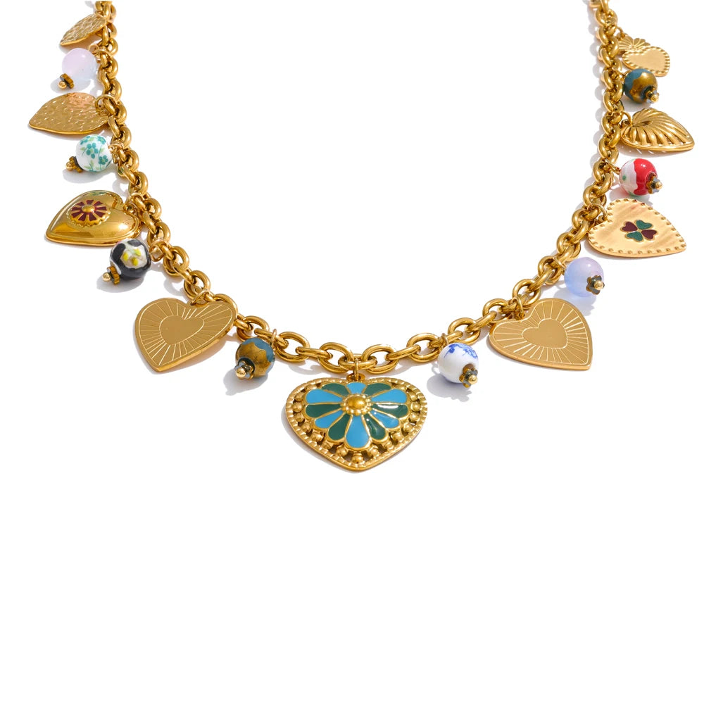 Isalene  Necklaces Gold Paloma Heart Charm Necklace