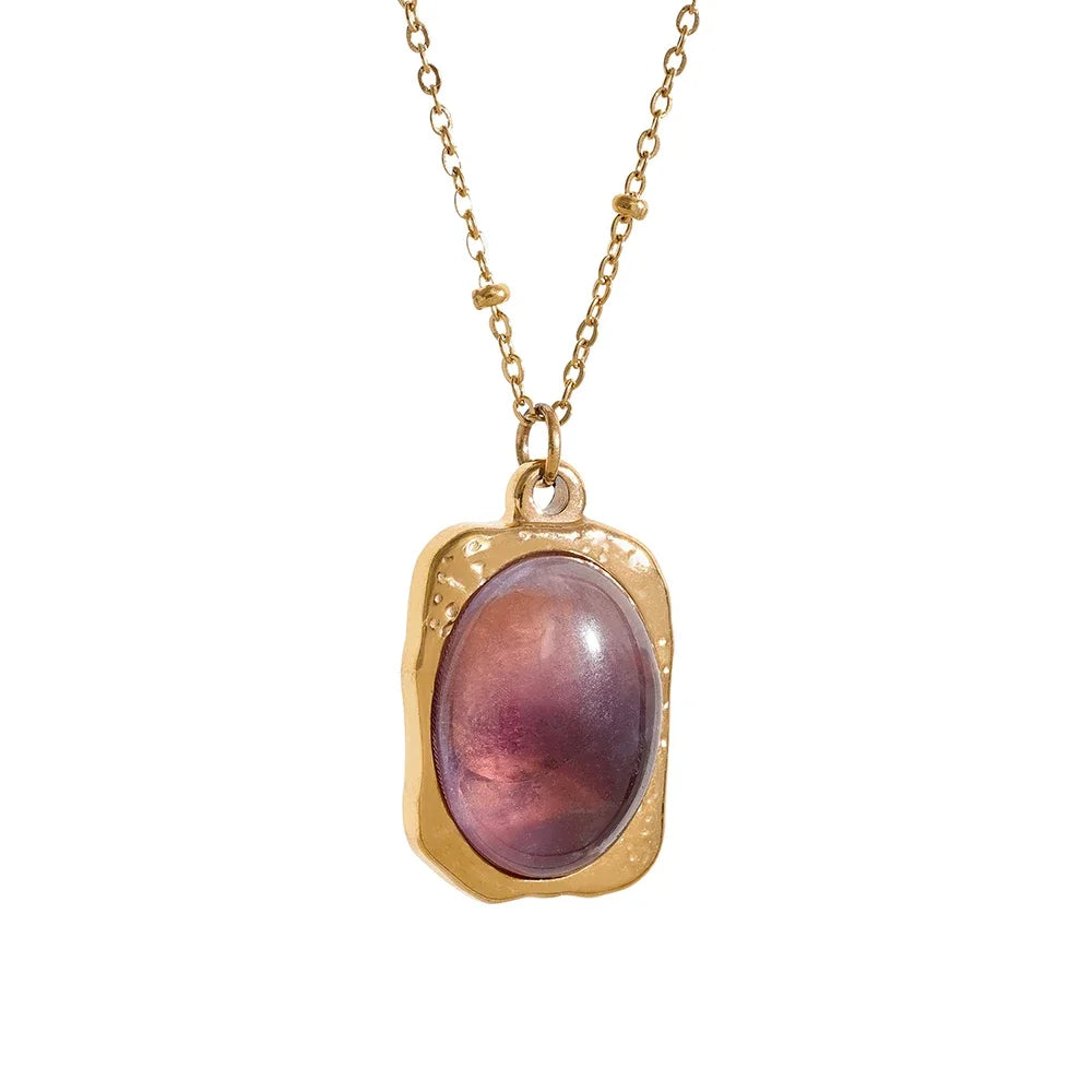 Isalene  Necklaces Gold / Purple Aurora Gemstone Pendant Necklace