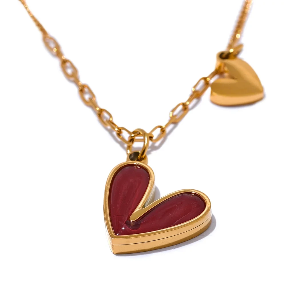 Isalene  Necklaces Gold / Red Eternal Heart Pendant Necklace