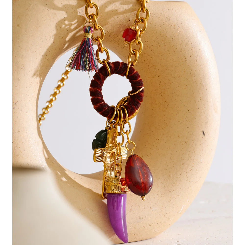 Isalene  Necklaces Gold Relic Charm Pendant Necklace