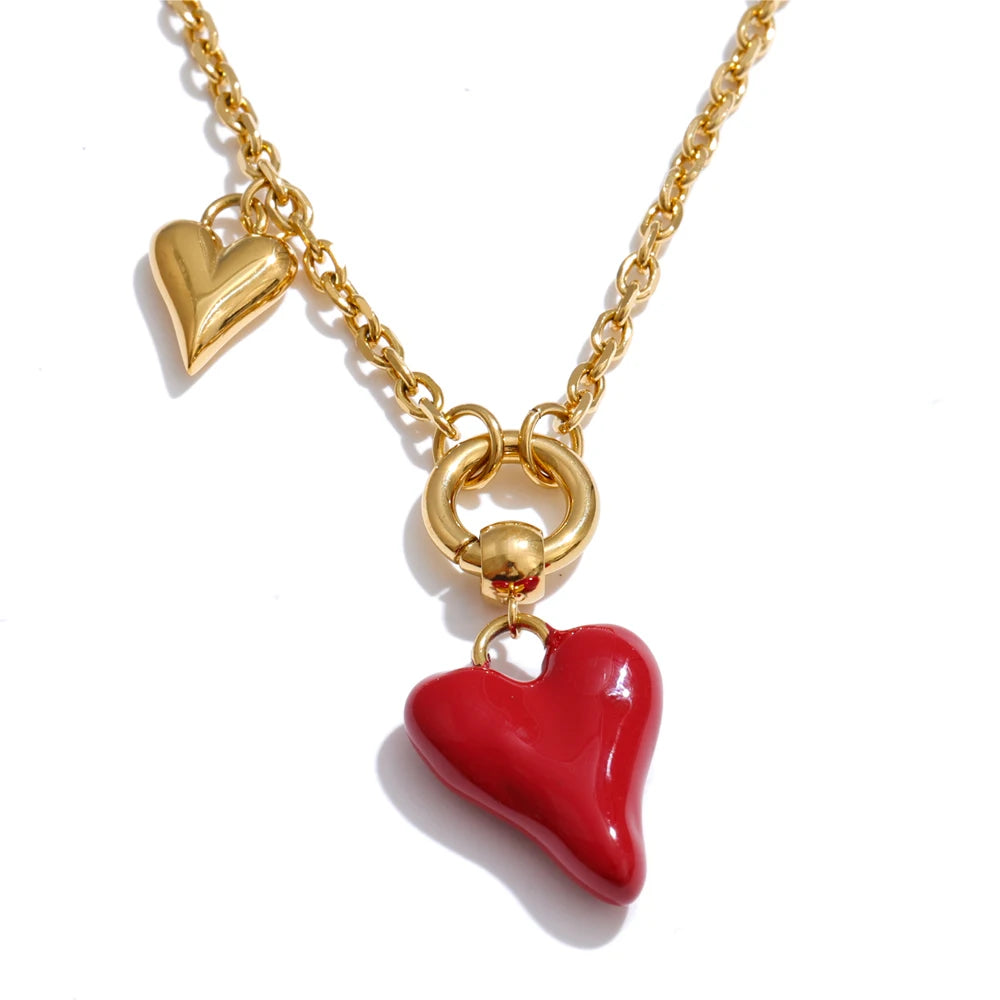 Isalene  Necklaces Gold Rosalie Heart Charm Necklace