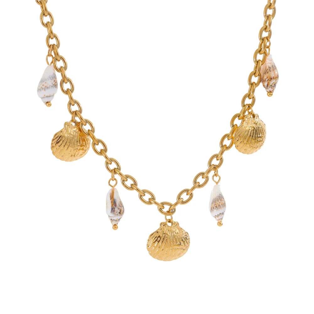 Isalene  Necklaces Gold Seaside Charm Necklace