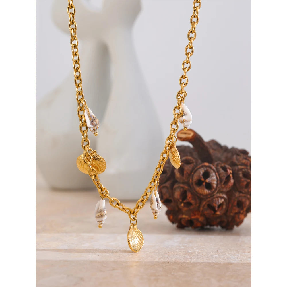 Isalene  Necklaces Gold Seaside Charm Necklace