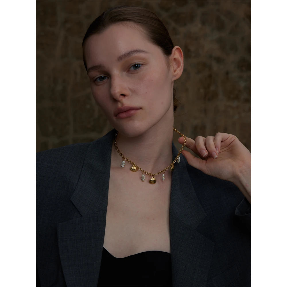 Isalene  Necklaces Gold Seaside Charm Necklace