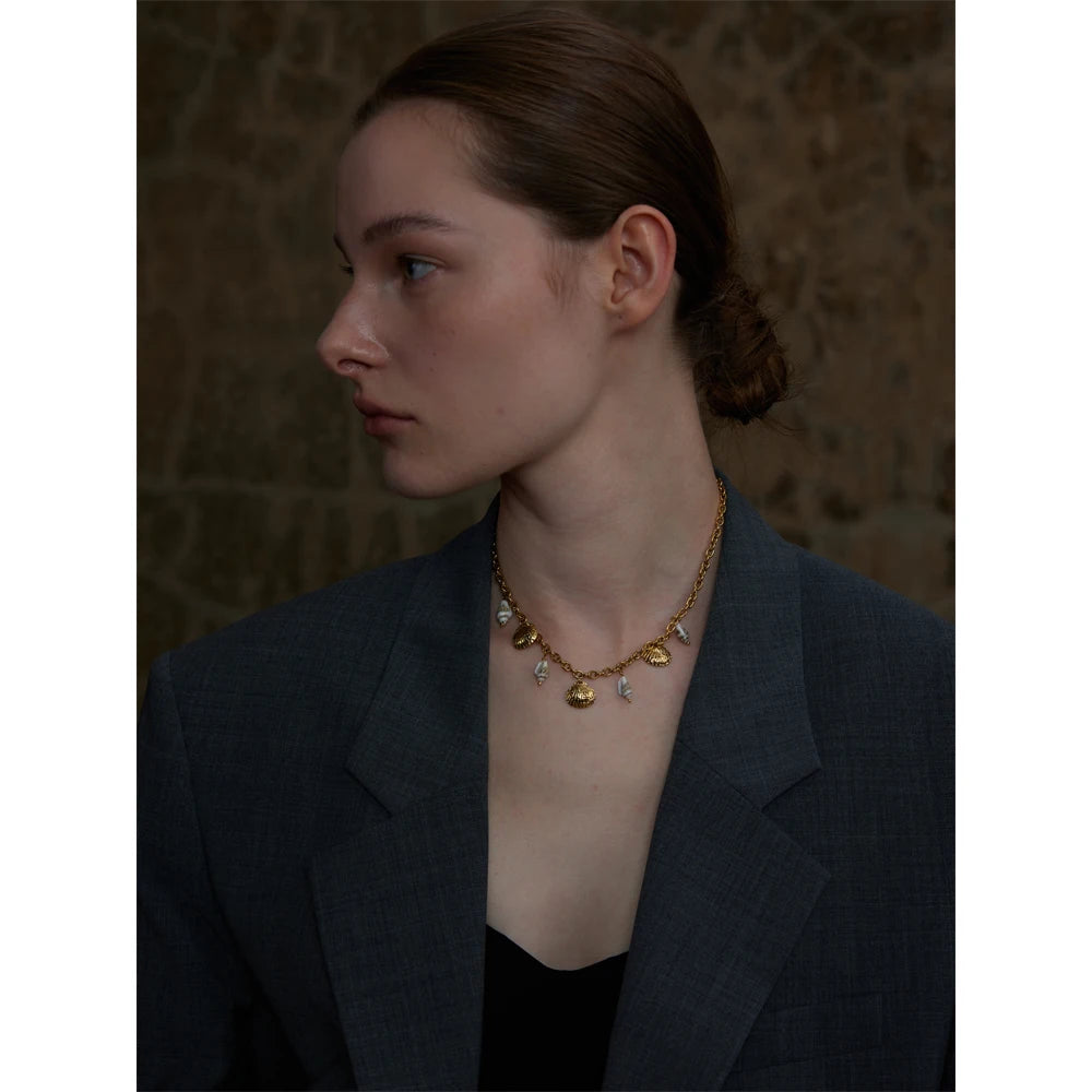 Isalene  Necklaces Gold Seaside Charm Necklace