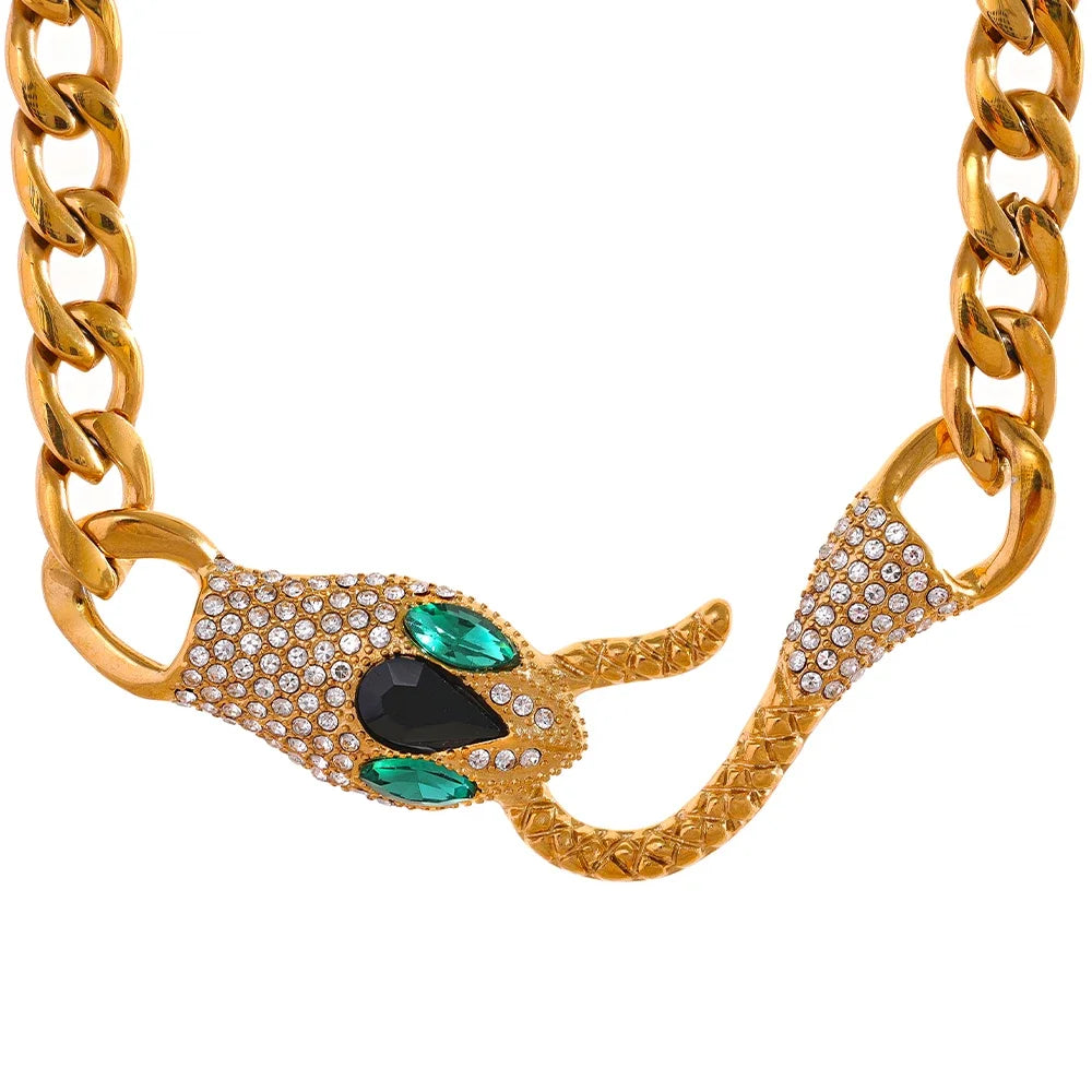 Isalene  Necklaces Gold Serpent Statement Necklace