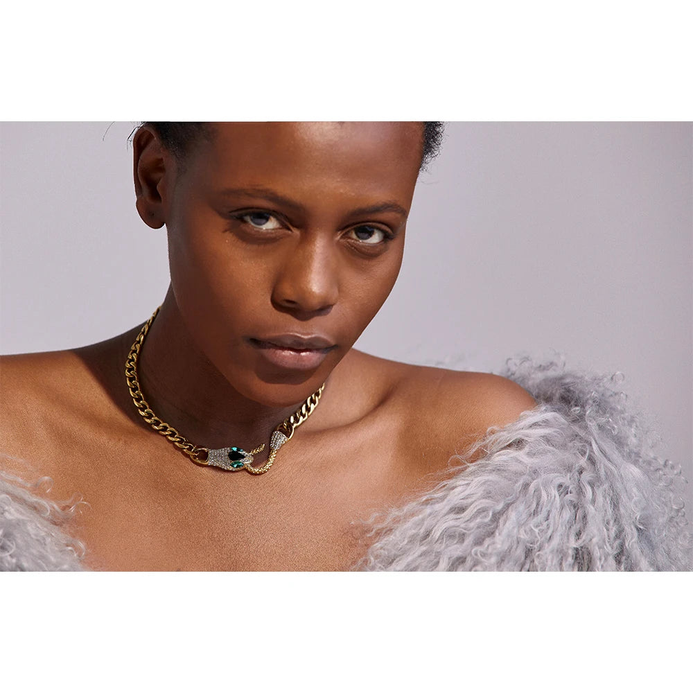 Isalene  Necklaces Gold Serpent Statement Necklace