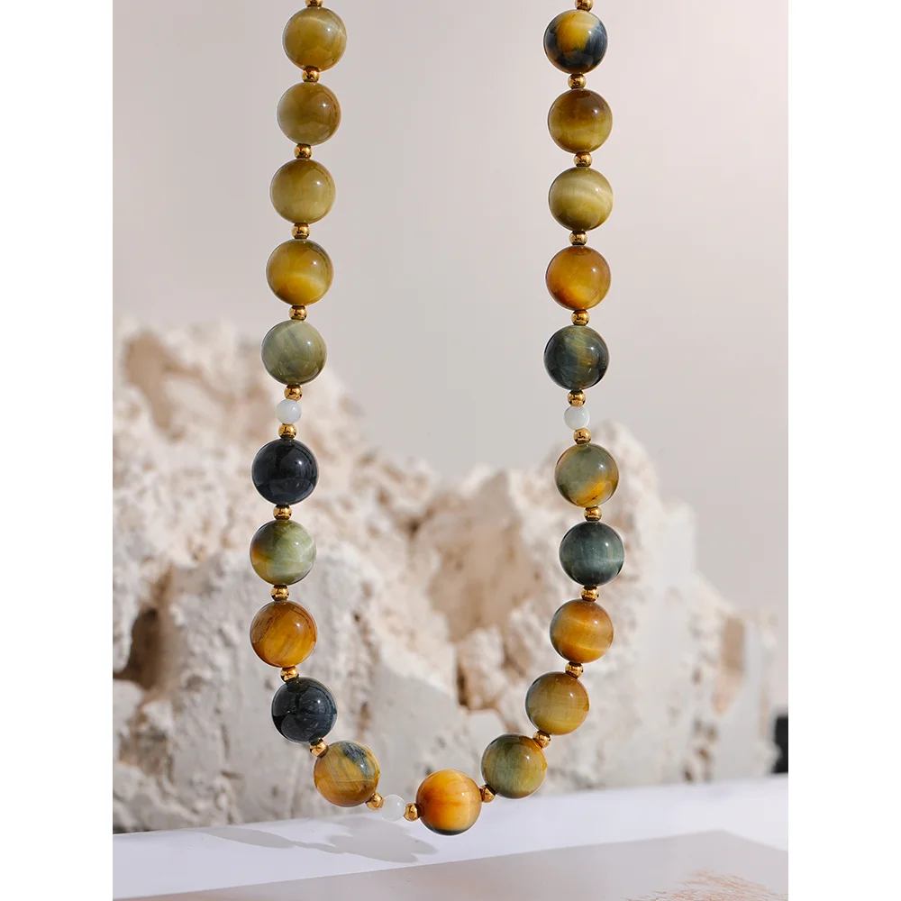 Isalene  Necklaces Gold Sienna Earth Bead Necklace