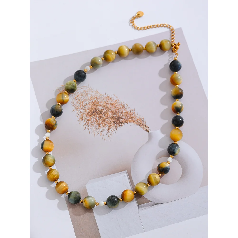 Isalene  Necklaces Gold Sienna Earth Bead Necklace