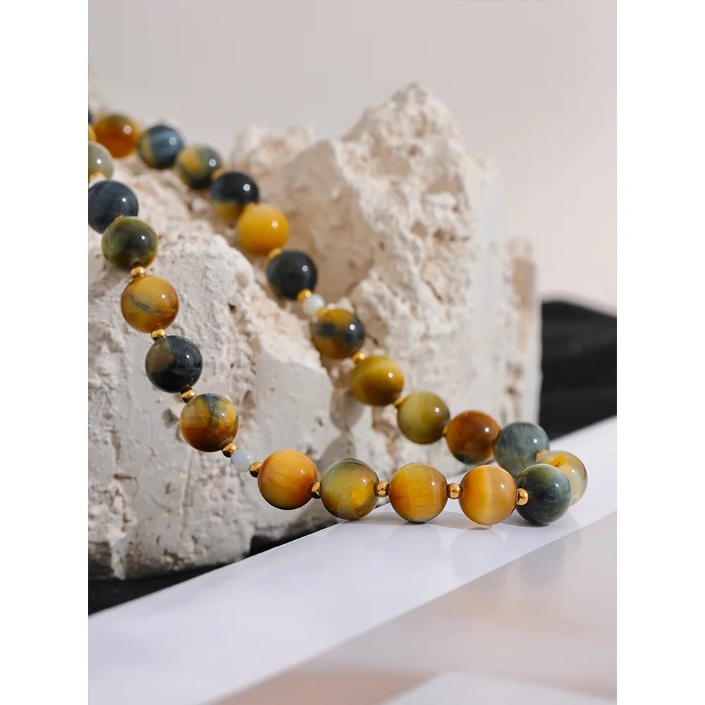 Isalene  Necklaces Gold Sienna Earth Bead Necklace