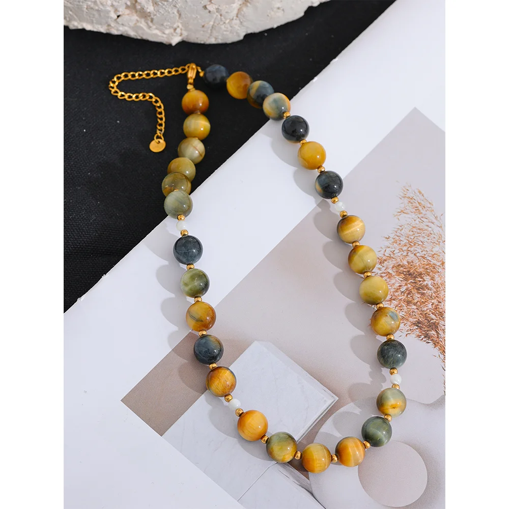 Isalene  Necklaces Gold Sienna Earth Bead Necklace