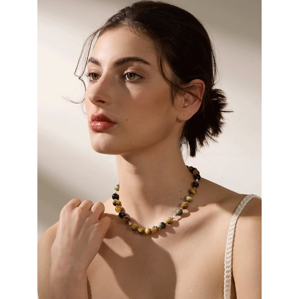 Isalene  Necklaces Gold Sienna Earth Bead Necklace