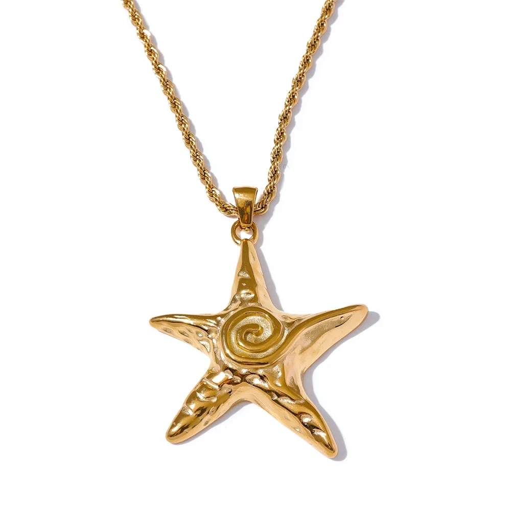 Isalene  Necklaces Gold Sirena Star Pendant Necklace