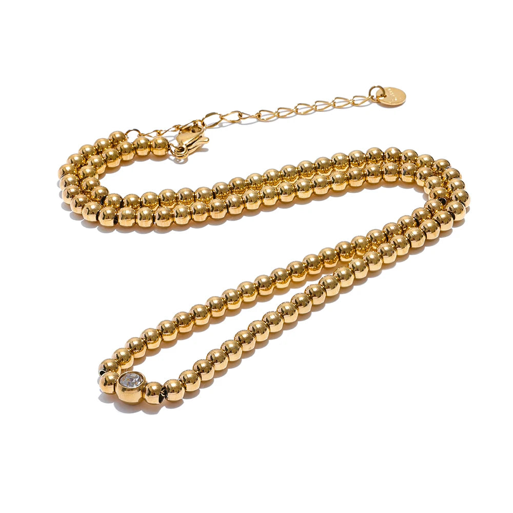 Isalene  Necklaces Gold Solara Beaded Statement Necklace