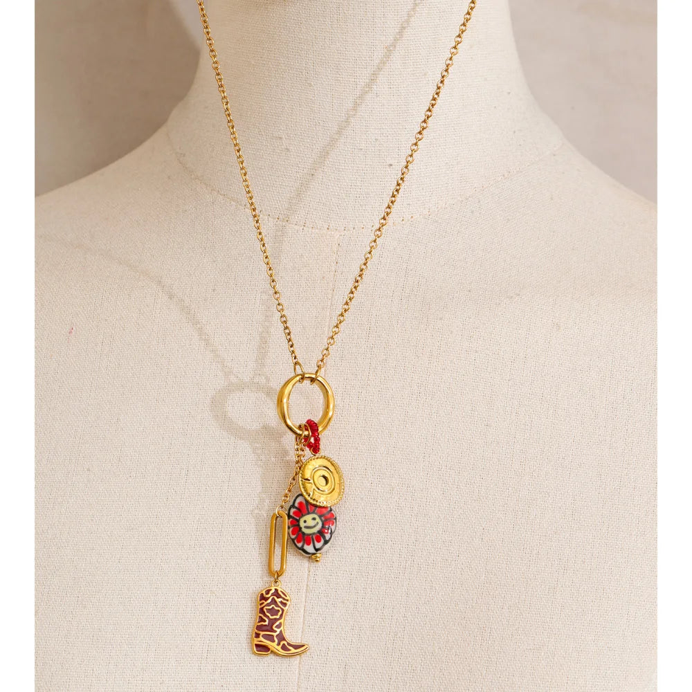 Isalene  Necklaces Gold Solara Lucky Charm Necklace