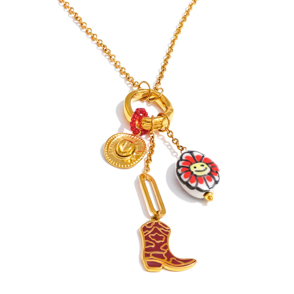 Isalene  Necklaces Gold Solara Lucky Charm Necklace