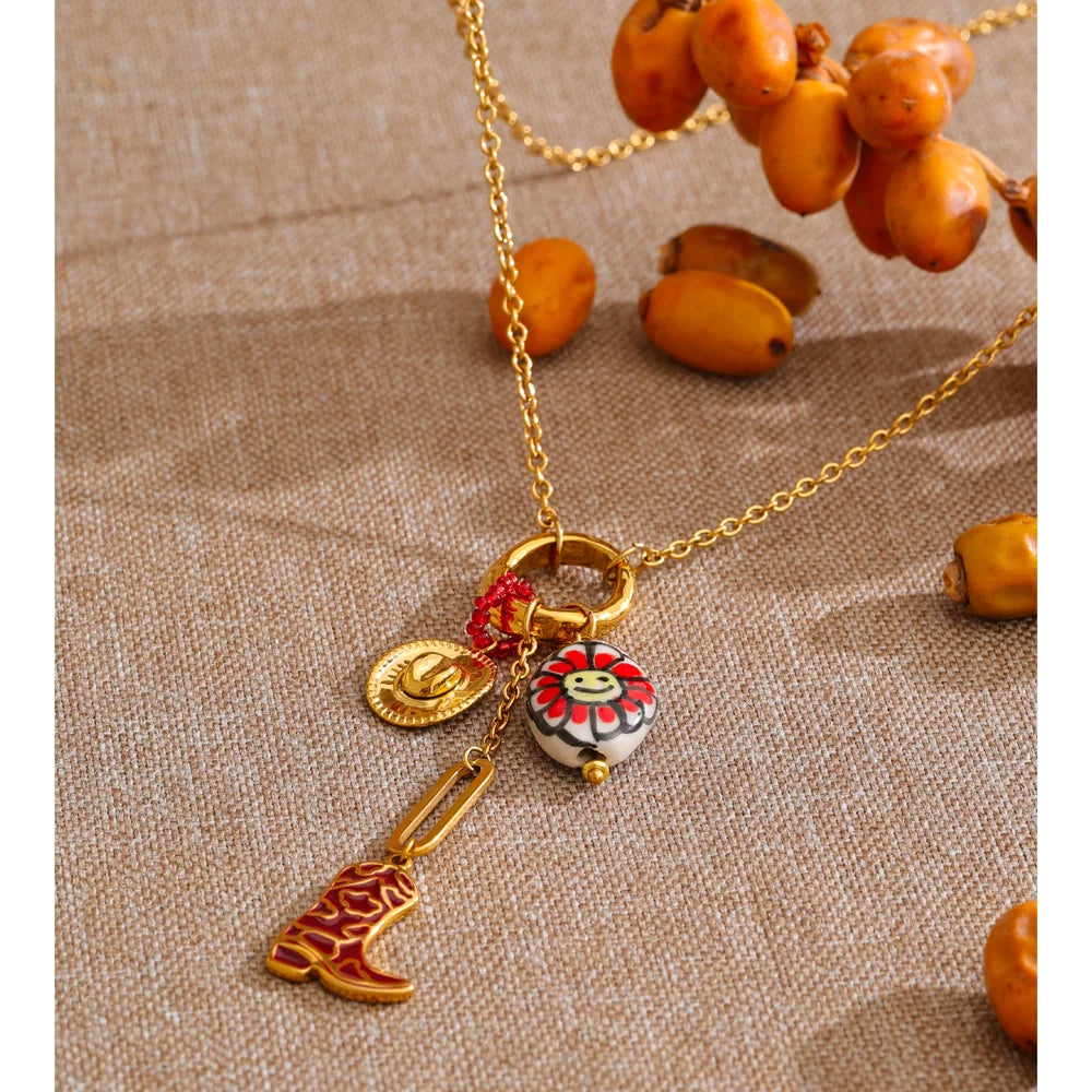 Isalene  Necklaces Gold Solara Lucky Charm Necklace
