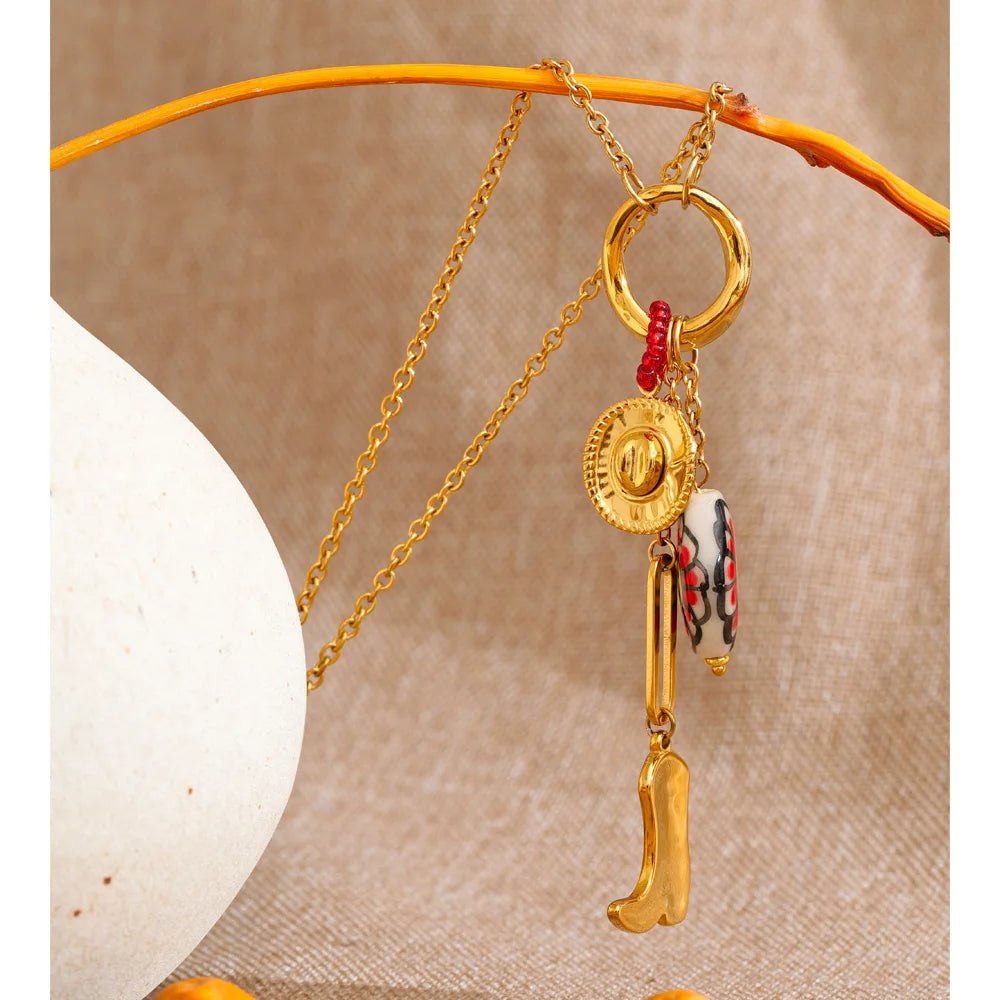 Isalene  Necklaces Gold Solara Lucky Charm Necklace