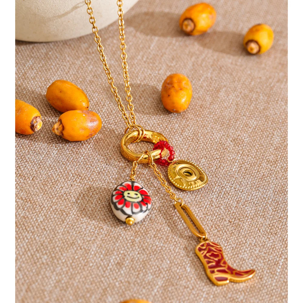 Isalene  Necklaces Gold Solara Lucky Charm Necklace