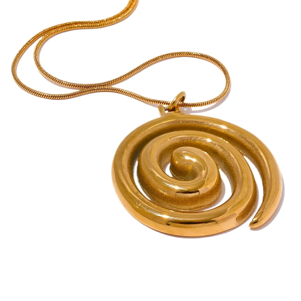 Isalene  Necklaces Gold Solara Spiral Pendant Necklace