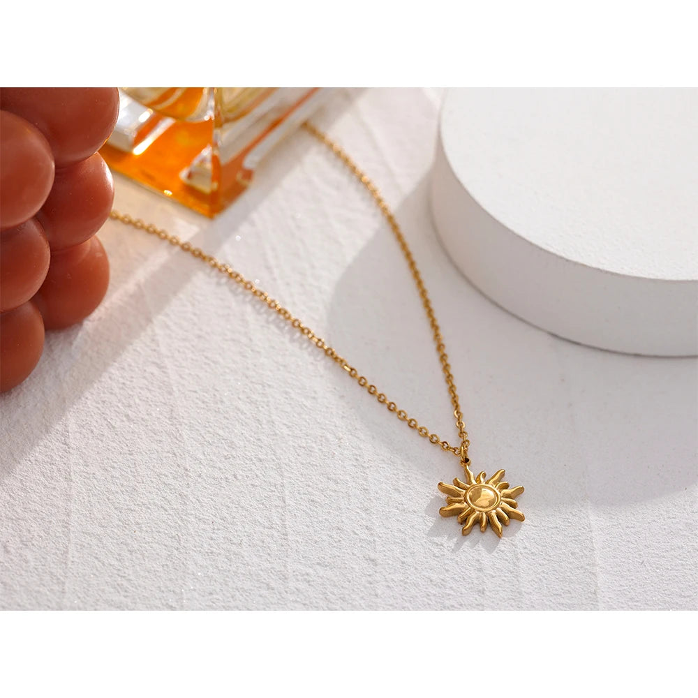 Isalene  Necklaces Gold Solara Sun Pendant Necklace