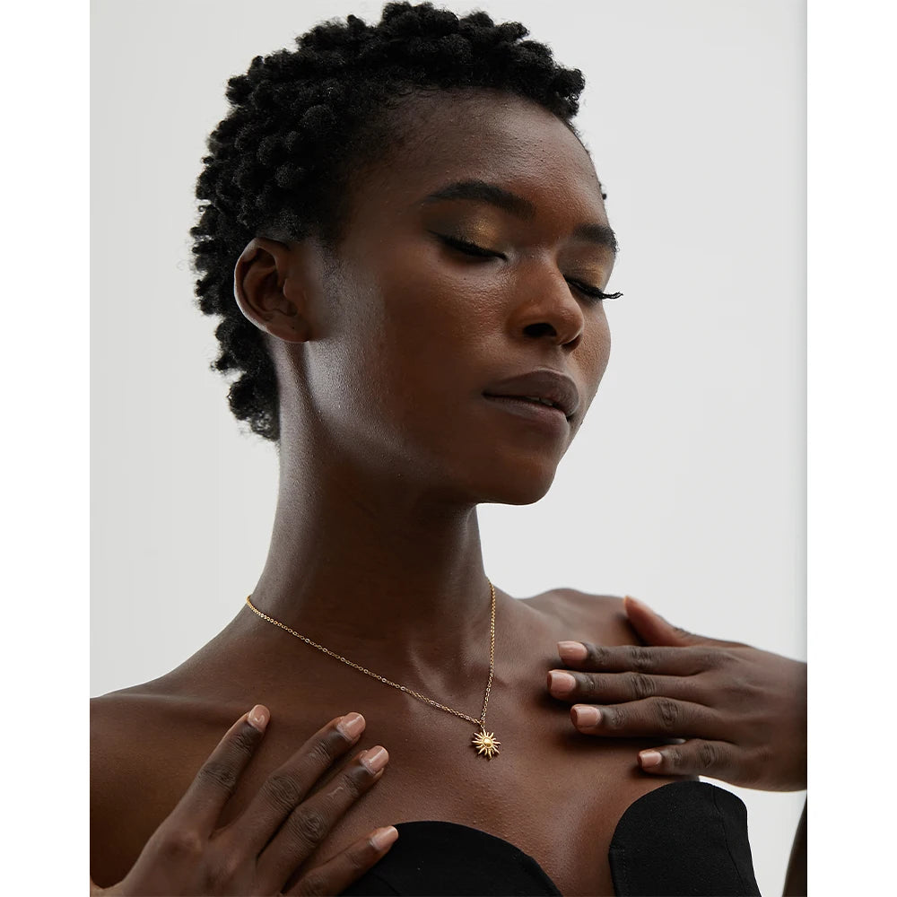Isalene  Necklaces Gold Solara Sun Pendant Necklace