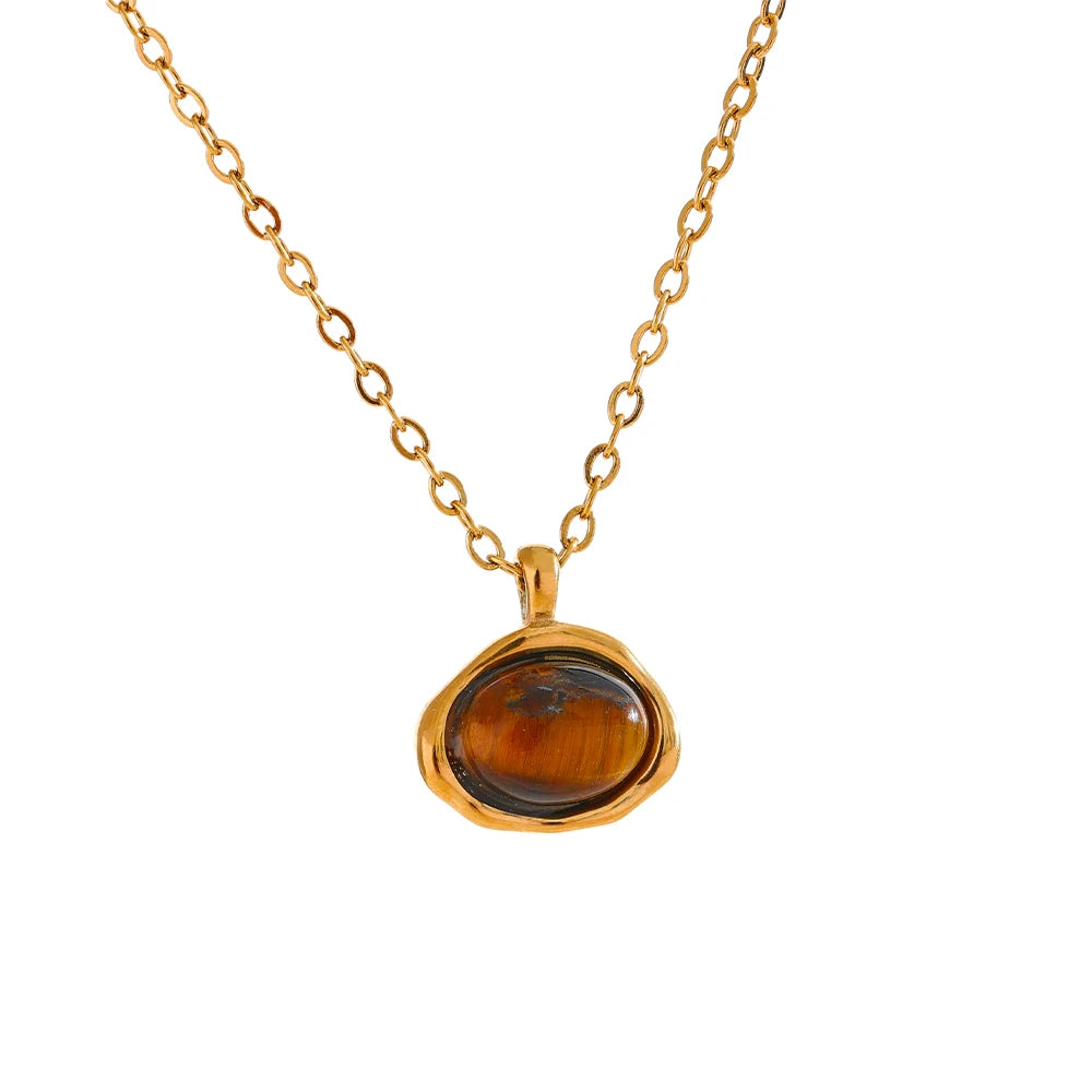 Isalene  Necklaces Gold Solara Tiger’s Eye Necklace
