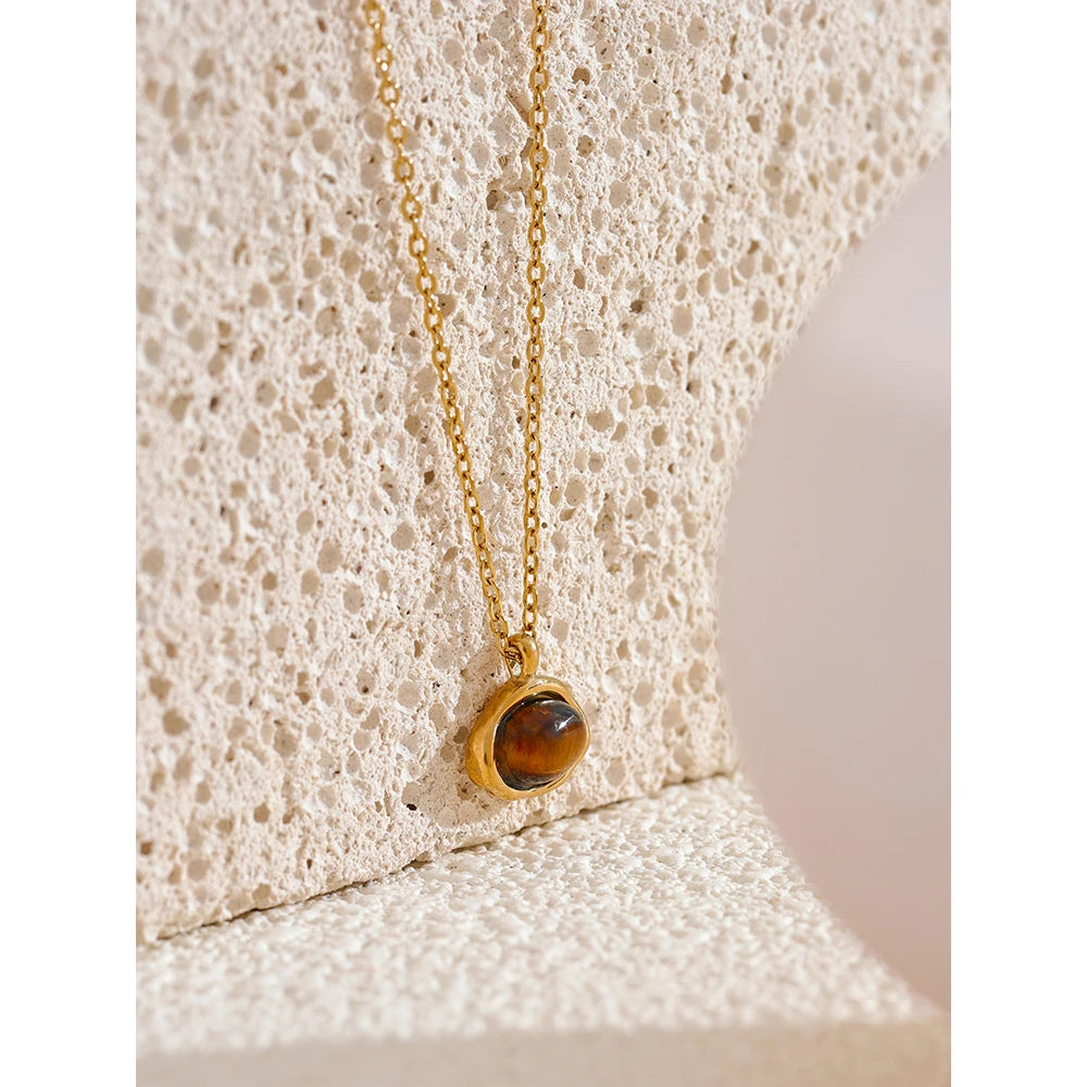 Isalene  Necklaces Gold Solara Tiger’s Eye Necklace