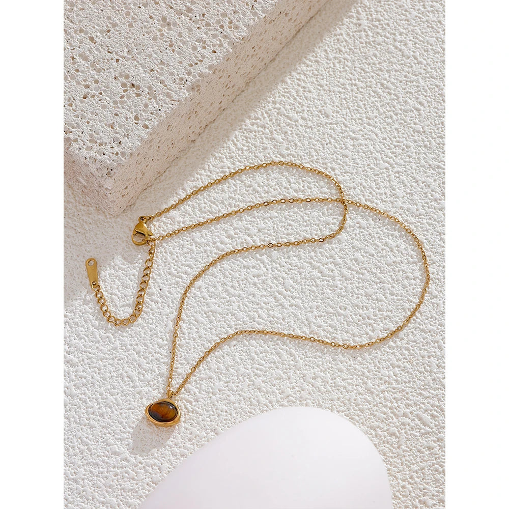Isalene  Necklaces Gold Solara Tiger’s Eye Necklace