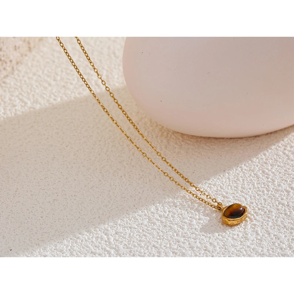 Isalene  Necklaces Gold Solara Tiger’s Eye Necklace