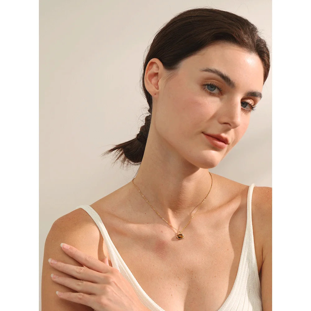 Isalene  Necklaces Gold Solara Tiger’s Eye Necklace