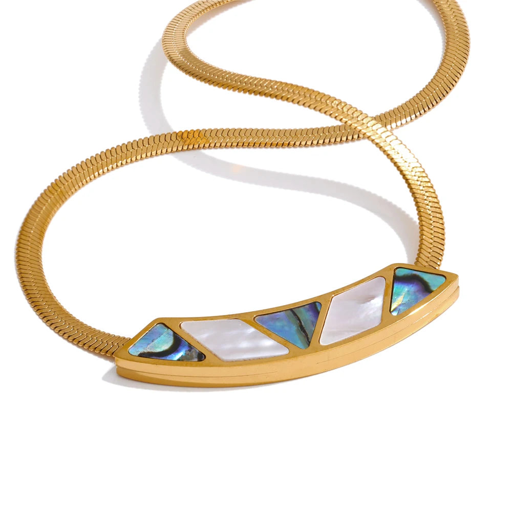 Isalene  Necklaces Gold Solene Inlay Bar Necklace