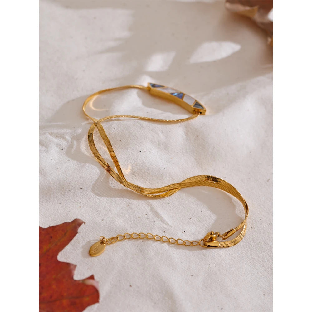 Isalene  Necklaces Gold Solene Inlay Bar Necklace