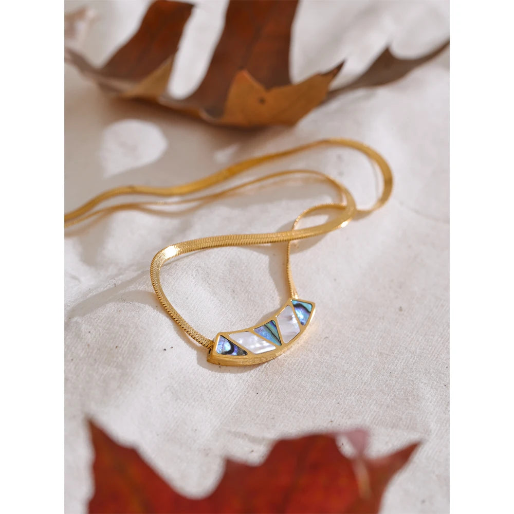 Isalene  Necklaces Gold Solene Inlay Bar Necklace